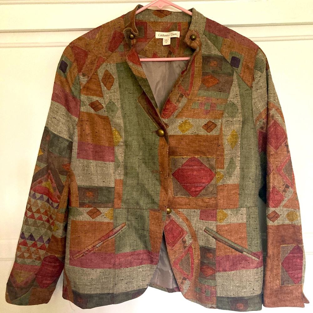 Coldwater Creek Tapestry Fitted Blazer in Art Deco